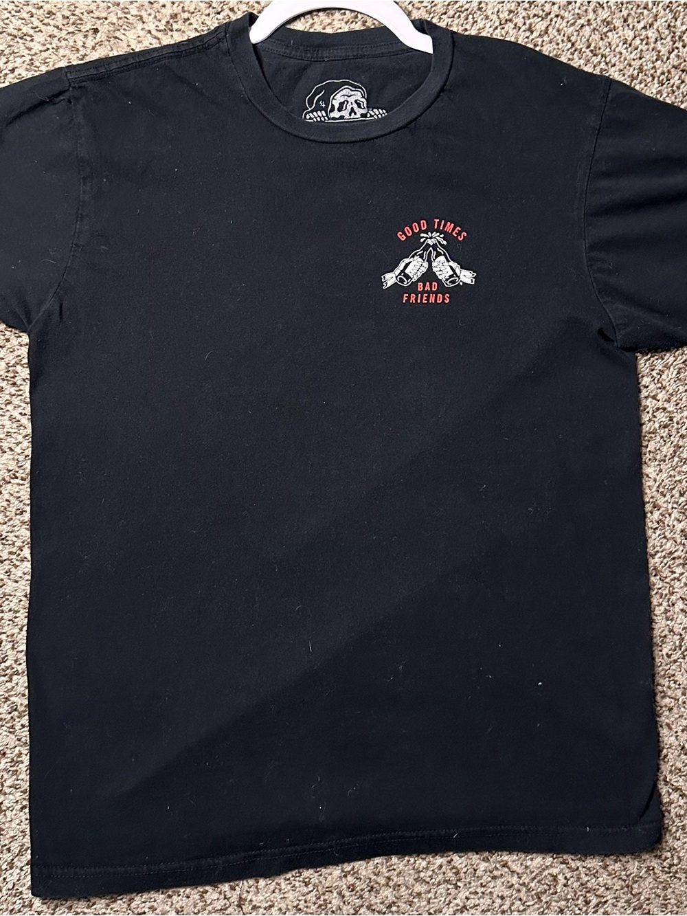 Good Times Bad Friends Graphic Short Sleeve Tee - Black